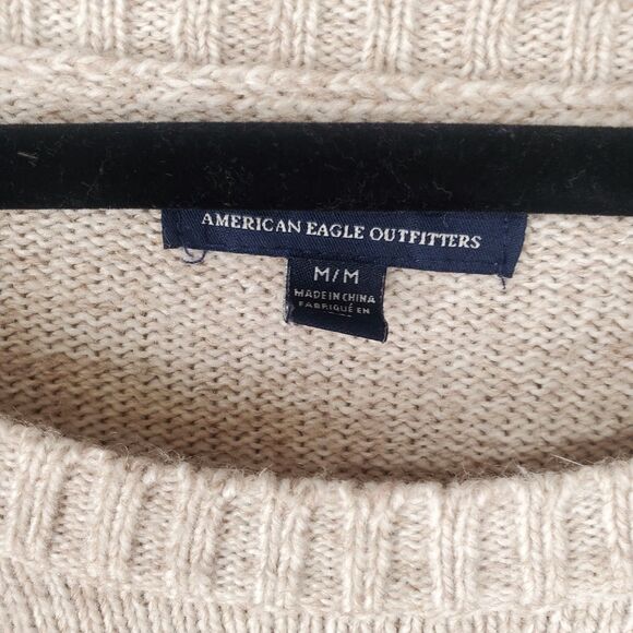 AEO American Eagle Neutral Aztec Southwest Knit Sweater Wool Blend Size Medium - Picture 5 of 7